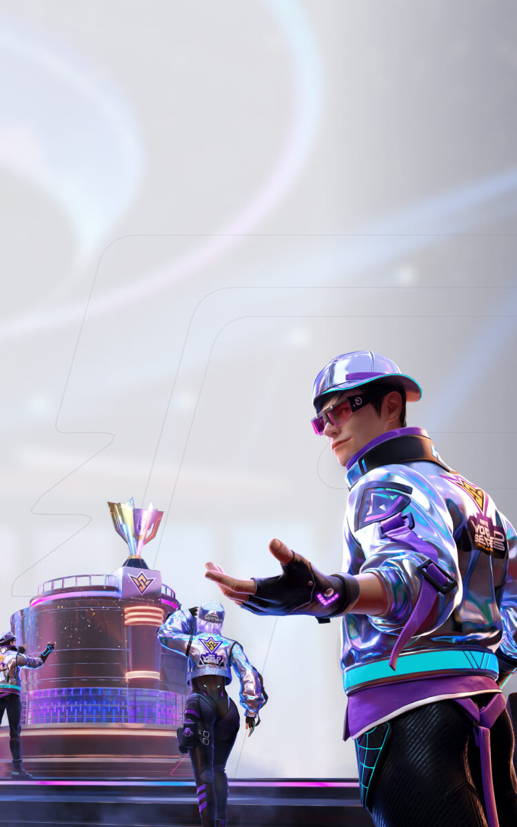 Free Fire championship characters with trophy